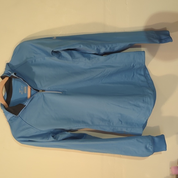 Nike Dri-fit blue running active zip top, reflective, hoodie, Medium, back pocke - Picture 1 of 7